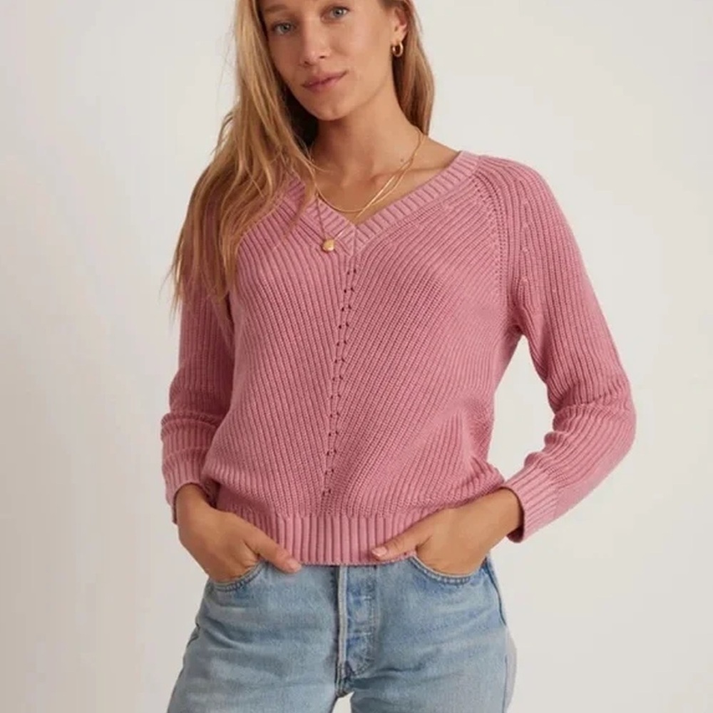 Marine Layer - Ezra V-Neck Sweater - Light Mauve
